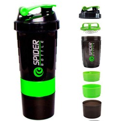 Spider Protein Shaker Bottle with 2 Storage Extra Compartment for Gym