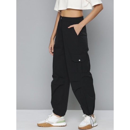 Women Relaxed Loose Fit Cargo Parachute Joggers