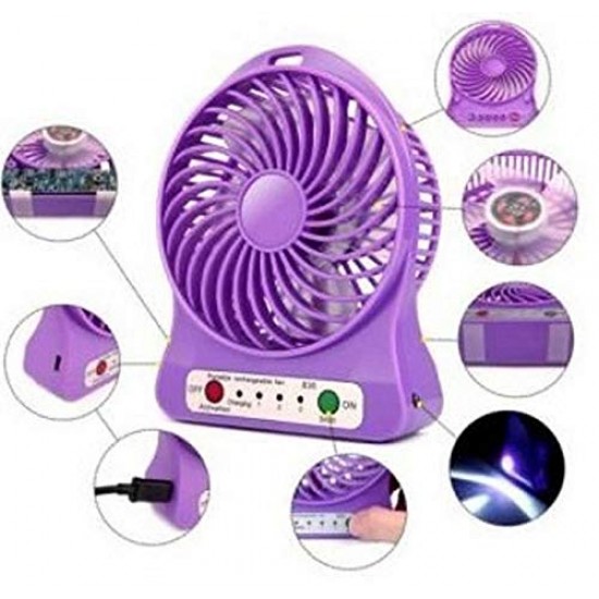 4 Inch Multi Functional Rechargeable Battery USB Mini Fan Portable Comfort with 3 Speed Level