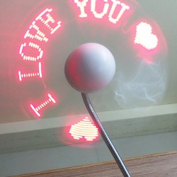 Led Programmable Message Fan W/Custom Drawing - USB Powered Red Led