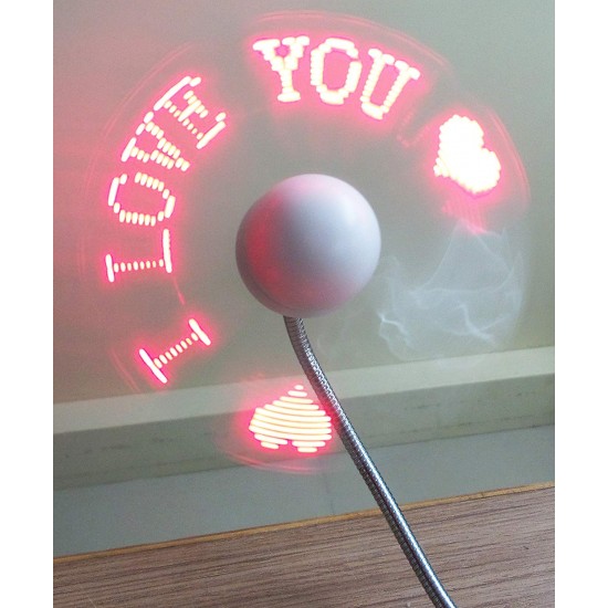 Led Programmable Message Fan W/Custom Drawing - USB Powered Red Led