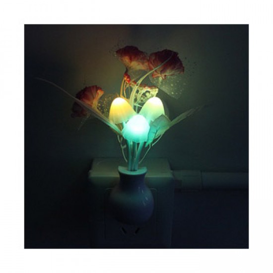 Night Auto ON/Off Sensor Mushroom Lamp Flower Pot Multi Color Beautiful Illumination with Flowers