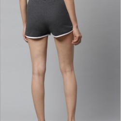 Women Solid Regular Shorts Dark Gray