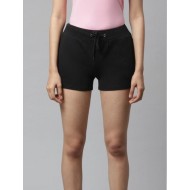 Women Basic Shorts With Drawcord Black