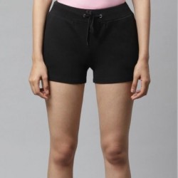 Women Basic Shorts With Drawcord Black