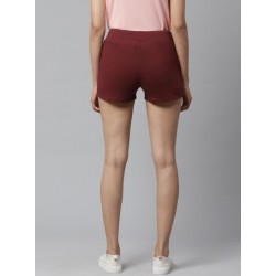 Women Basic Shorts With Drawcord Maroon 