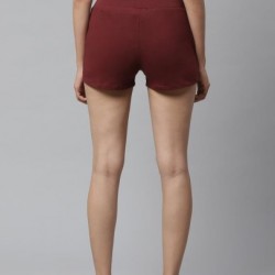 Women Basic Shorts With Drawcord Maroon 