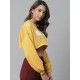Women Printed Crop Top Sweatshirt (yellow)