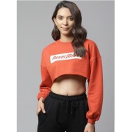 Women Printed Crop Top Sweatshirt (Rust)