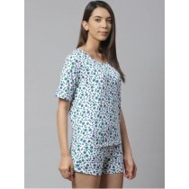 Women Drop Shoulder T-shirt And Shorts Night Suit
