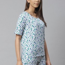 Women Drop Shoulder T-shirt And Shorts Night Suit