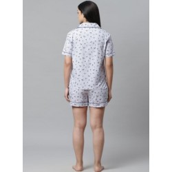 Women Tree Print Nightsuit Blue 