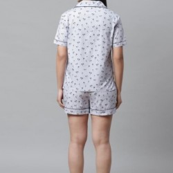 Women Tree Print Nightsuit Blue 