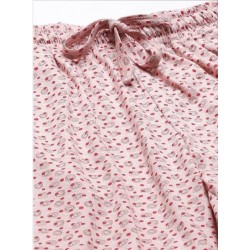 Women Printed Night Suit (Pink)