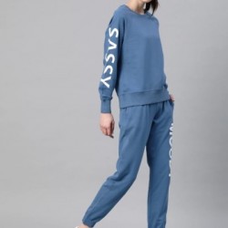 Women Printed Nightwear Co-ord Set (Blue ) 