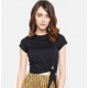 Women Side Knot Fitted Crop Top (Black)