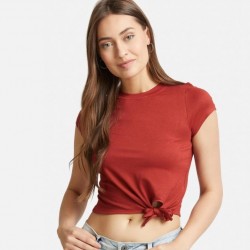 Women Side Knot Fitted Crop Top(Maroon)