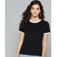 Women Solid Ringer T-shirt Black