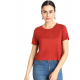 Women Solid Fitted Crop Top (Rust)