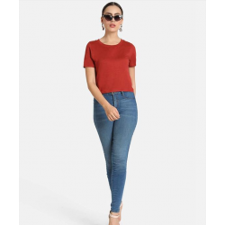 Women Solid Fitted Crop Top (Rust)