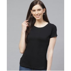 Women High-Low Solid Long Tshirt Black