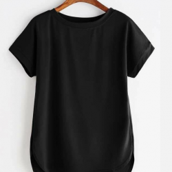 Women High-Low Solid Long Tshirt Black