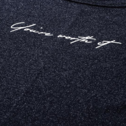 Women Foil Printed Round Neck T-Shirt Navy Blue