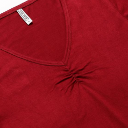 Women Solid V-Neck T-Shirt Maroon