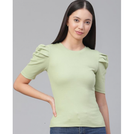 Women Puff Sleeve Top Green