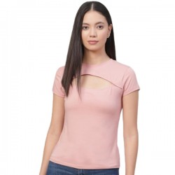 Women Cutout Fitted Top (Pink)