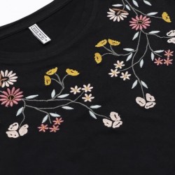 Women Embroided Crop Top (Black)