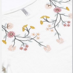 Women Embroided Crop Top (White)