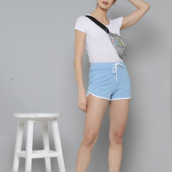 Women Solid Regular Shorts Blue