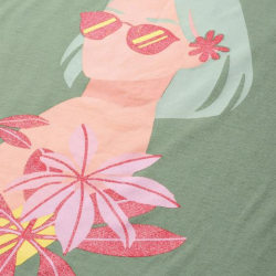 Women Printed Oversize Round Neck T-shirt Green