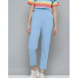 Women Slim Fit Cropped Trousers Blue