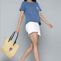 Women Solid Round Neck T-Shirt Blue