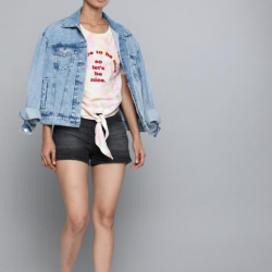 Dyed Front Knot Crop Top Pink