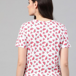Women Watermelon Printed Top White