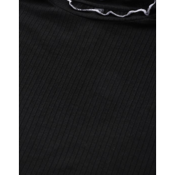 Women Solid Ribbed Top Black