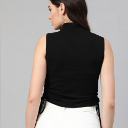 Women Ribbed Crop Top Black