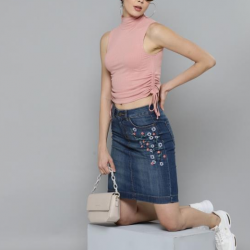 Women Ribbed Crop Top Pink