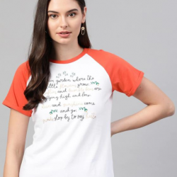 Women Printed T-shirt Orange 
