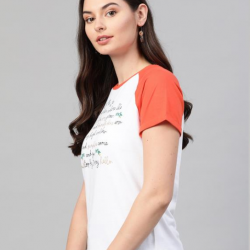 Women Printed T-shirt Orange 