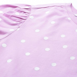 Polka Dot Print Puff Sleeves Top Lvn
