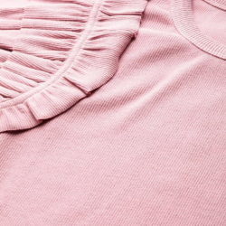 Women Flutter Sleeves Ribbed Fitted Top Pink