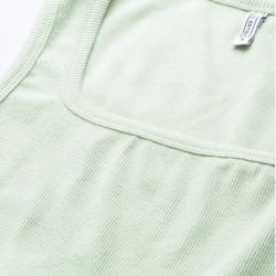 Women Ribbed Fitted Crop Top Green