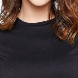 Women Side Knot Fitted Crop Top (Black)