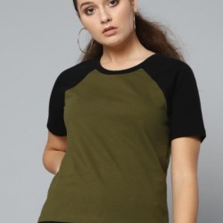 Women Colorblock Round Neck T-Shirt 