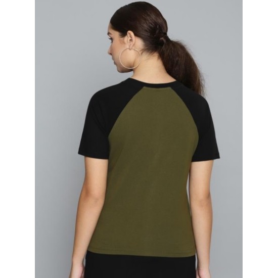 Women Colorblock Round Neck T-Shirt 