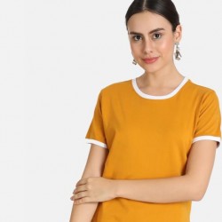 Women's Solid Ringer T-shirt (Yellow)